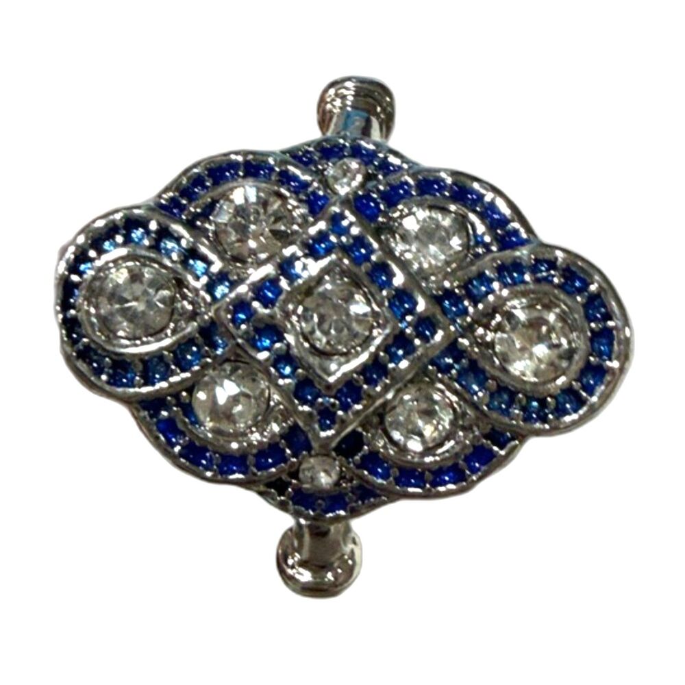 NWT Silvery Alloy Inlaid Blue and Clear Stones Cubic Zirconia Ring size 6.5